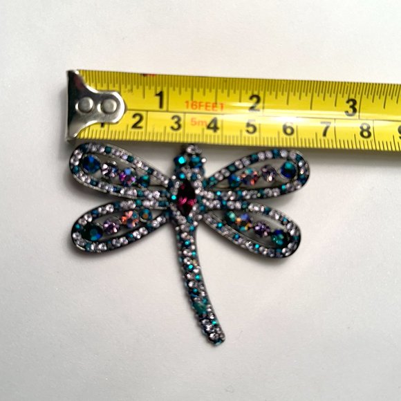 Vintage Tara Dragonfly Brooch Pin with Purple & Blue Aurora Borealis Rhinestones - Picture 5 of 5
